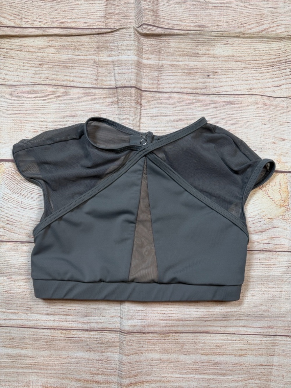 balera Charcoal Gray Mesh-Panel Dance Top